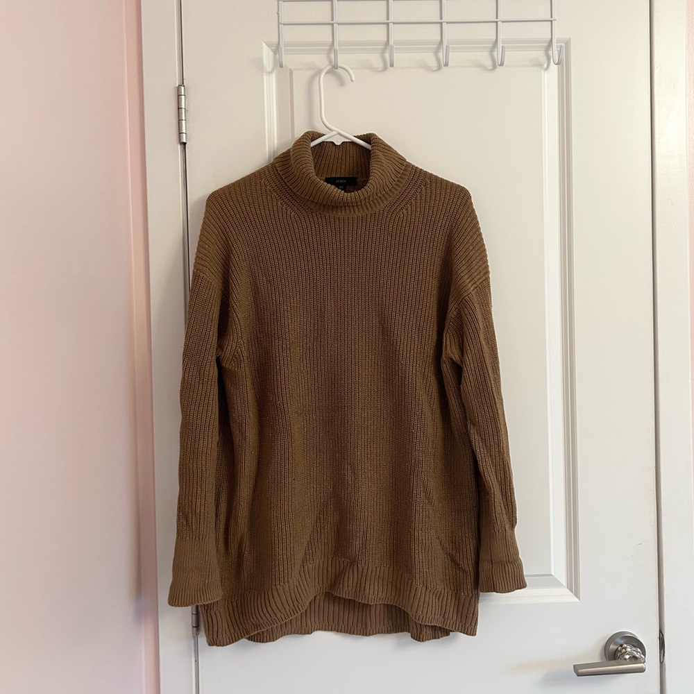 jcrew coffee brown turtleneck knit sweater